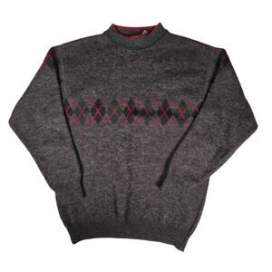 Holt Renfrew Sweater Mens Sz XL Pullover Wool Acrylic Crew Neck Argyle Pattern